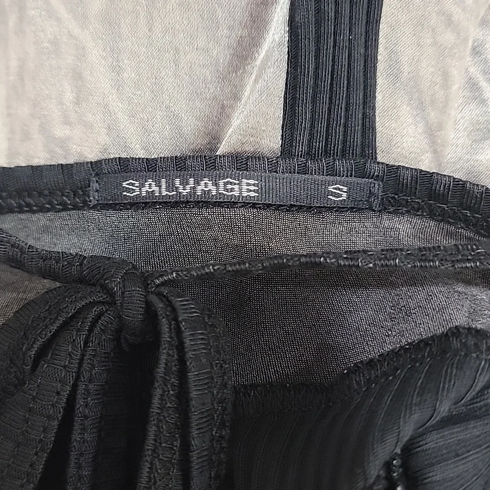 Salvage Black and Gray Satin, Embossed Camisole Top, Mini Dress - Picture 8 of 9